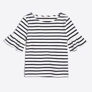 Jcrew Ruffle Sleeve Striped Shirt